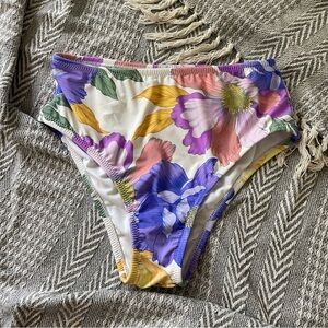 Shade & Shore Tropical Floral Bikini Swim Bottom Multicolor Sz M